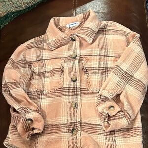 Mayoral Plaid Jean Jacket - Peach and Brown
